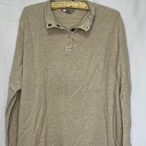 Two Dog Island Womens Waffle Knit 3/4 Button closure Long Sleeve Size XL Beige